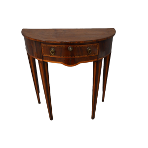 Antieke ingelegde wandtafel - halve maan tafel